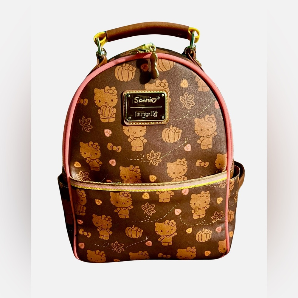 NWOT Loungefly Sanrio Hello Kitty Pumpkin Spice Convertible Mini Backpack